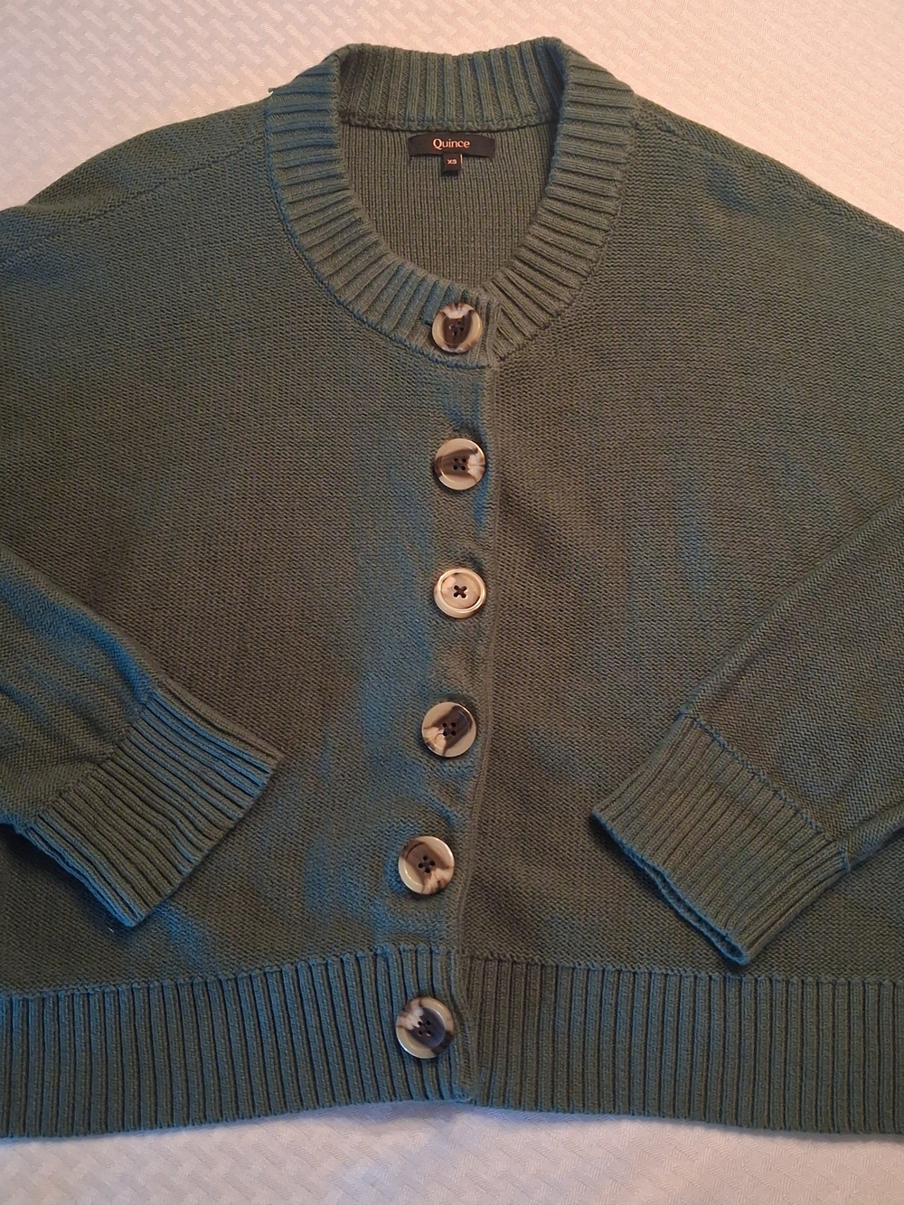 Quince Olive Green Button-Front Cardigan